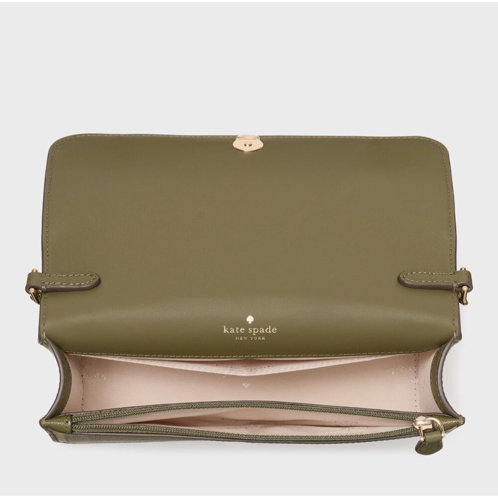 New Kate Spade Madison Small Flap Crossbody Saffiano Leather Seaweed Green - Picture 5 of 5